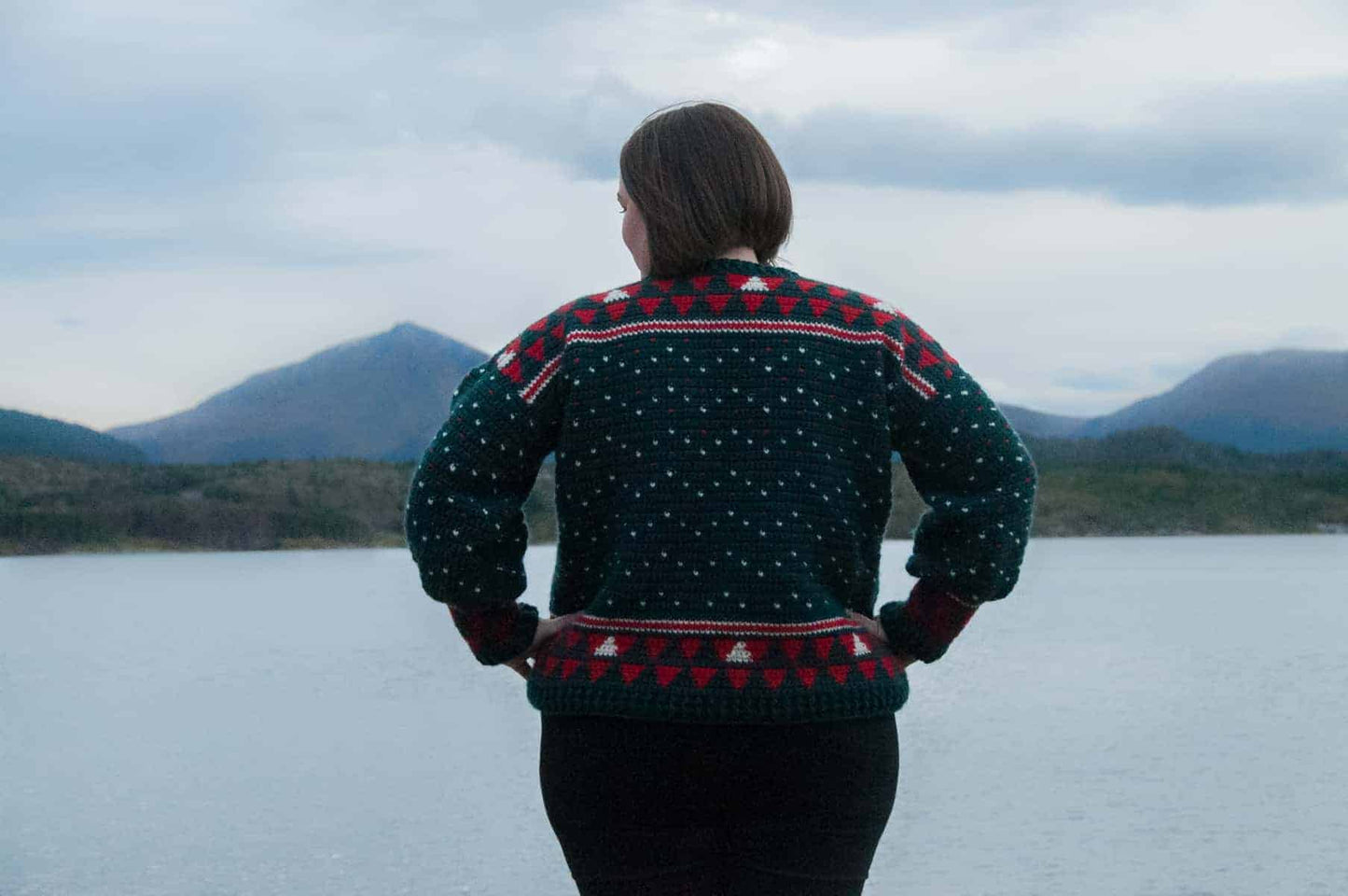 crochet alpaca my holiday sweater free crochet pattern modeled, ugly christmas sweater