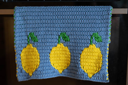 Lemon Mosaic Crochet Dish Towel Pattern