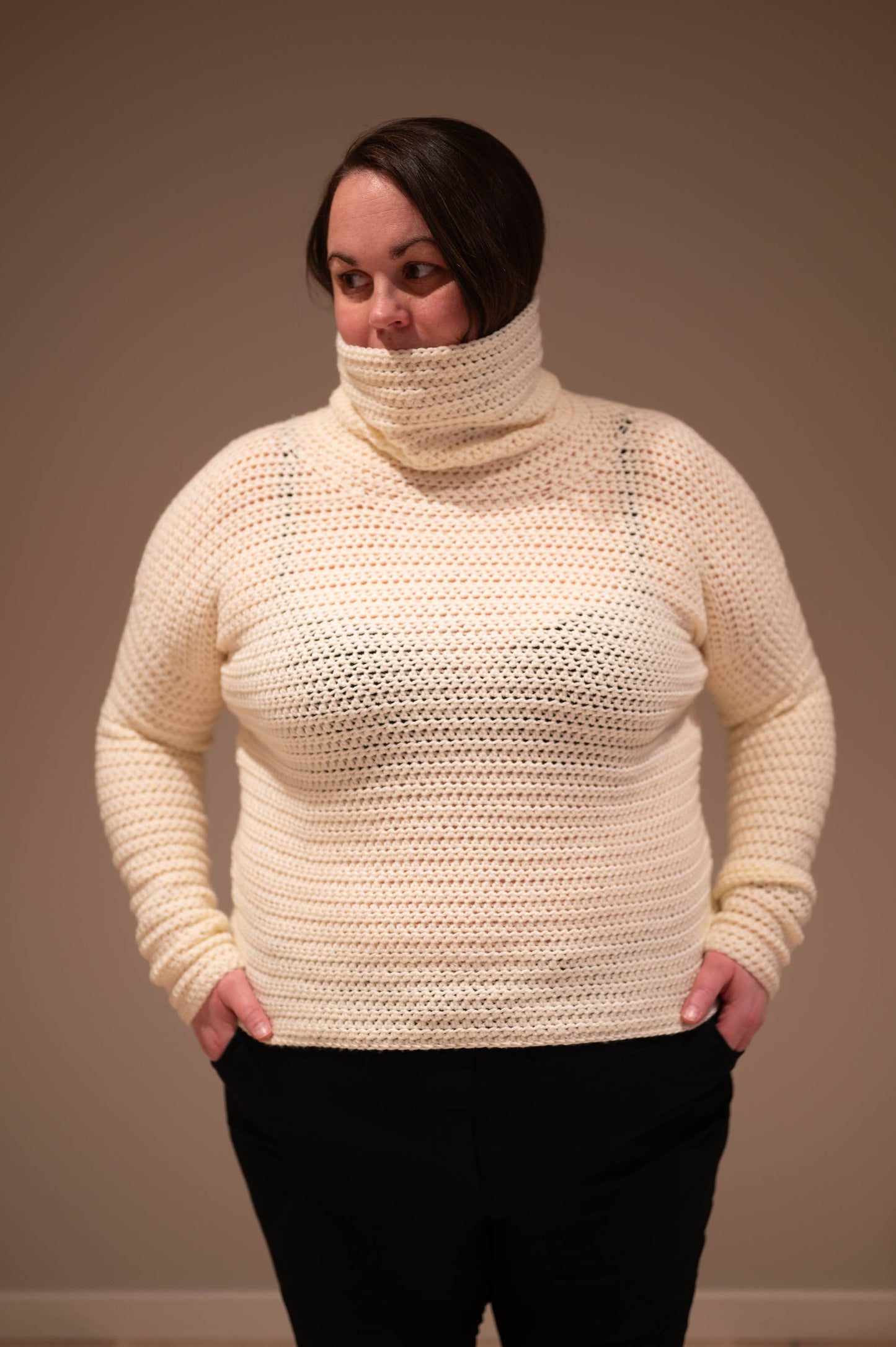 Cowl Neck Sweater Crochet Pattern