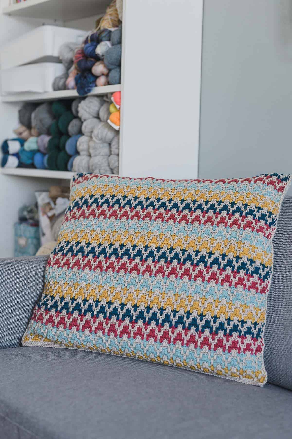 Crocheted throw clearance pillows