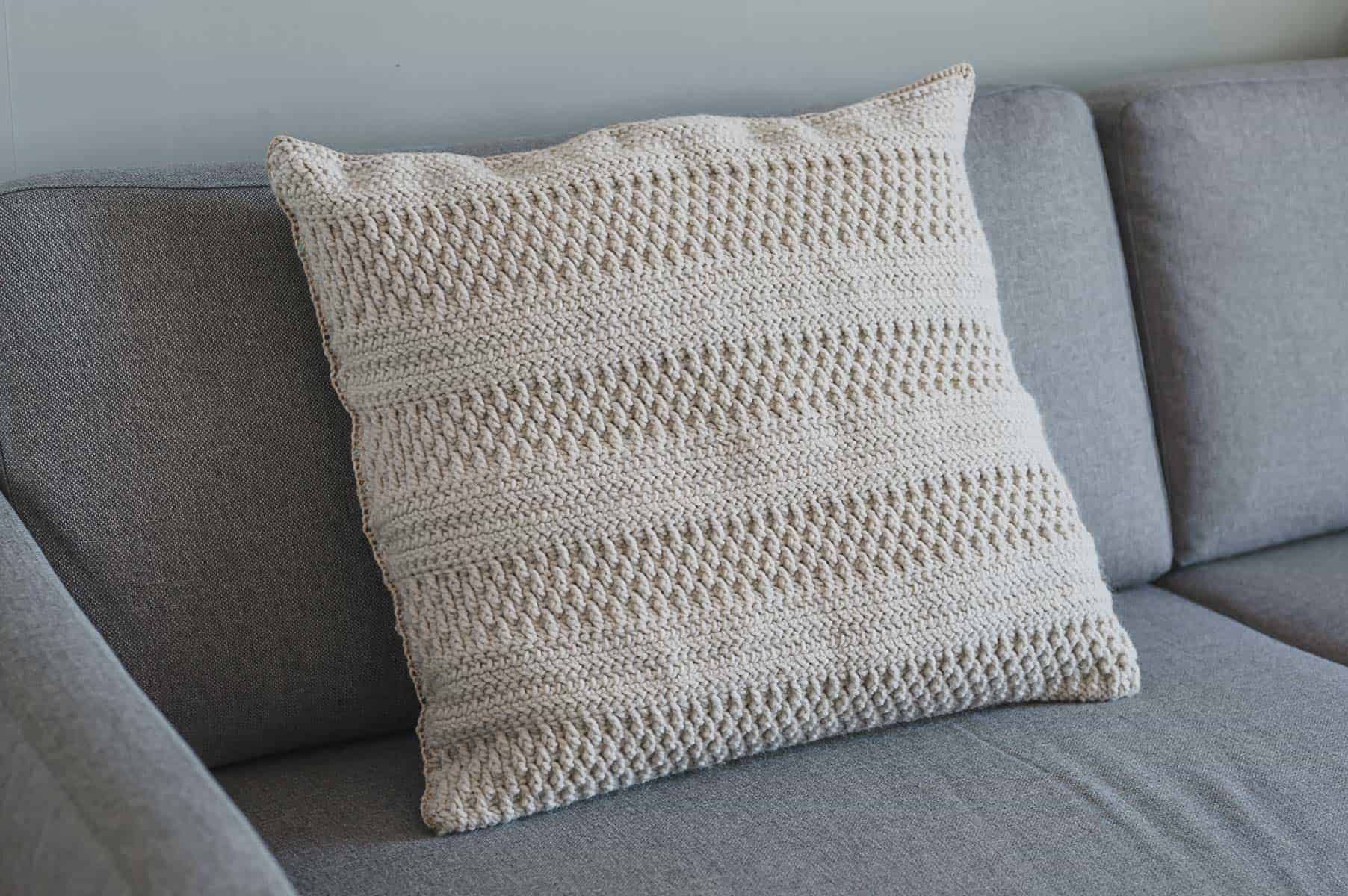 White crochet pillow sale