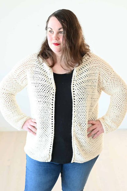 Women's Herringbone Stitch Crochet Cardigan Pattern